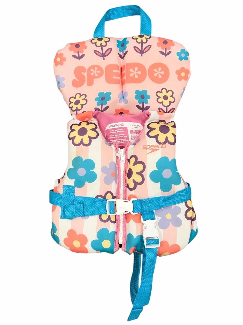 Speedo Type II PFD Infant Life Jacket Flotation Vest Floral Pink/Purple <30 lbs